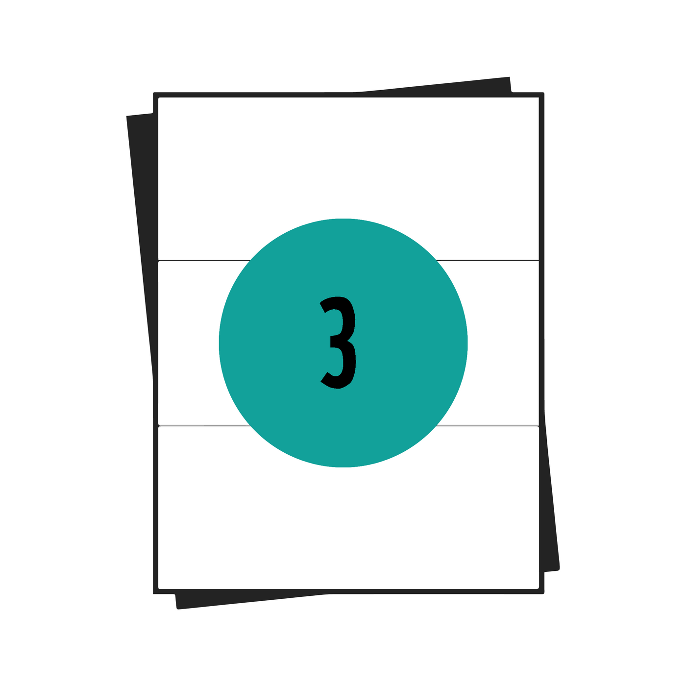 Feuilles d'autocollants A4, 3 par feuille, 210 x 99 mm, blanc, permanent - 100 feuilles